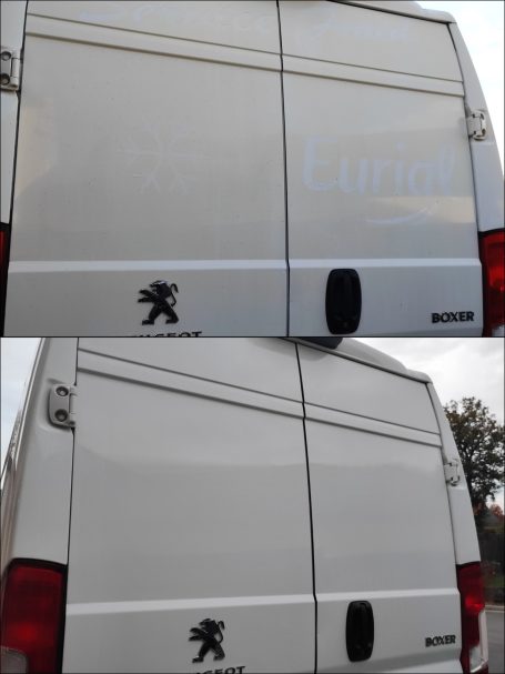 Déflocage publicitaire suppression de colle polissage carrosserie à Erbrée près de Le Mans