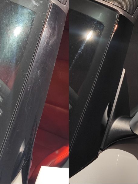 Protection PPF personnalisé noir brillant montant de pare-brise bmw à Erbrée près de Chateaubourg